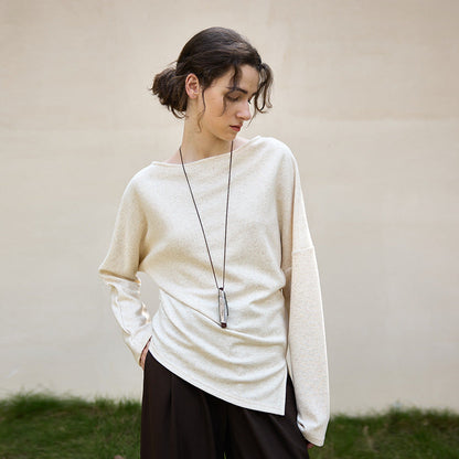 Asymmetrical Hem Pullover T-Shirt with Side Slits