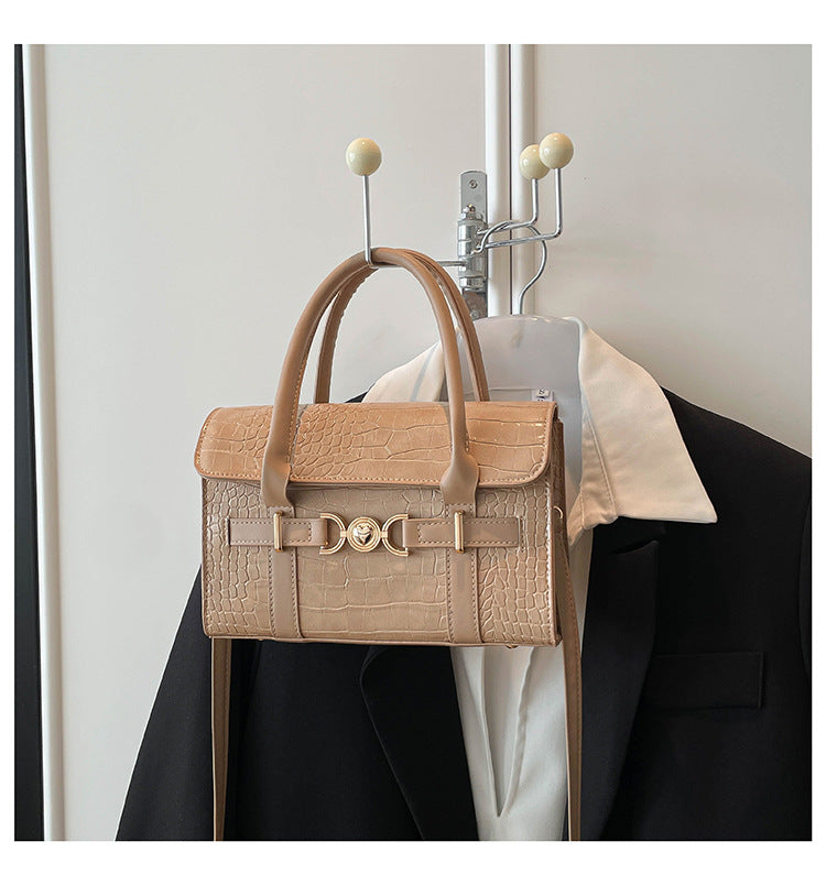 Retro Croc-Embossed Shoulder Bag Stylish Casual Tote