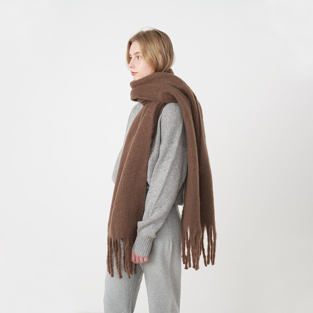 2+ Solid Color Tassel Mohair Scarves