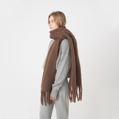 2+ Solid Color Tassel Mohair Scarves