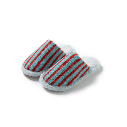 Striped Color Block Plush Soft Slippers