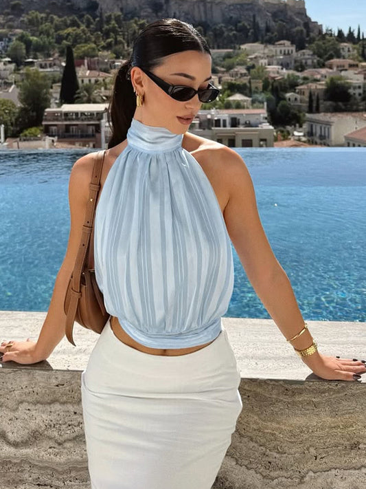Sleeveless Backless Crop Top Sexy Casual