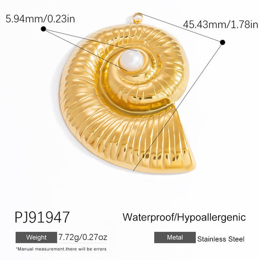 Coral Seashell Pendant 18K Gold Plated Stainless Steel Ocean Vacation Jewelry