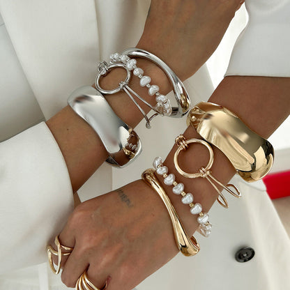 Geometric Alloy Bracelet Set Minimalist Spring Band