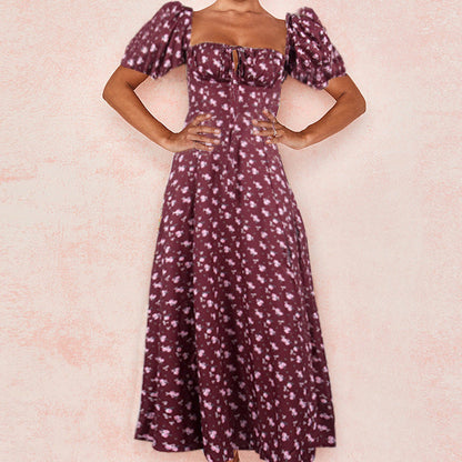 Floral Print Backless Midi Dress