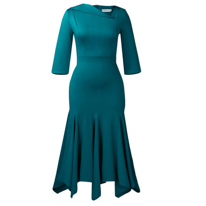 Elegant Off-Shoulder Bodycon Dress In Solid Colors