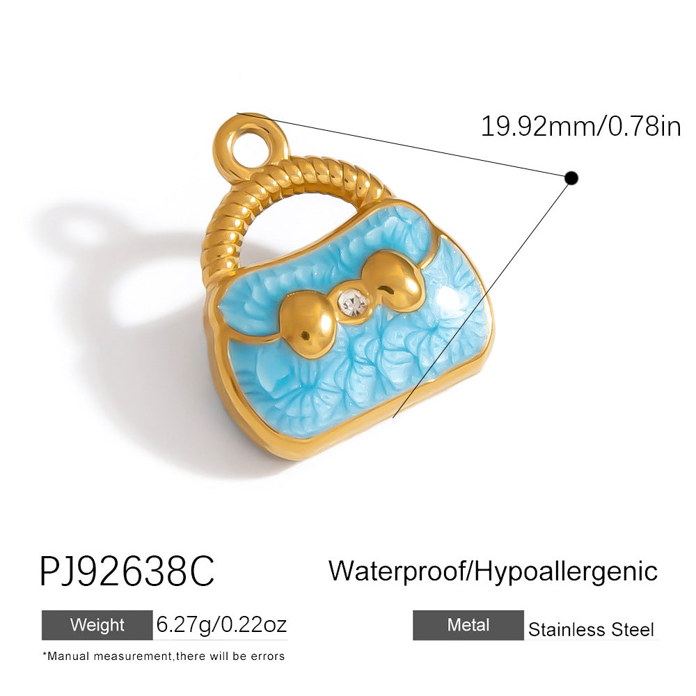 Colorful Oil-Drop Fish Heart Pendant Steel DIY Jewelry Accessories