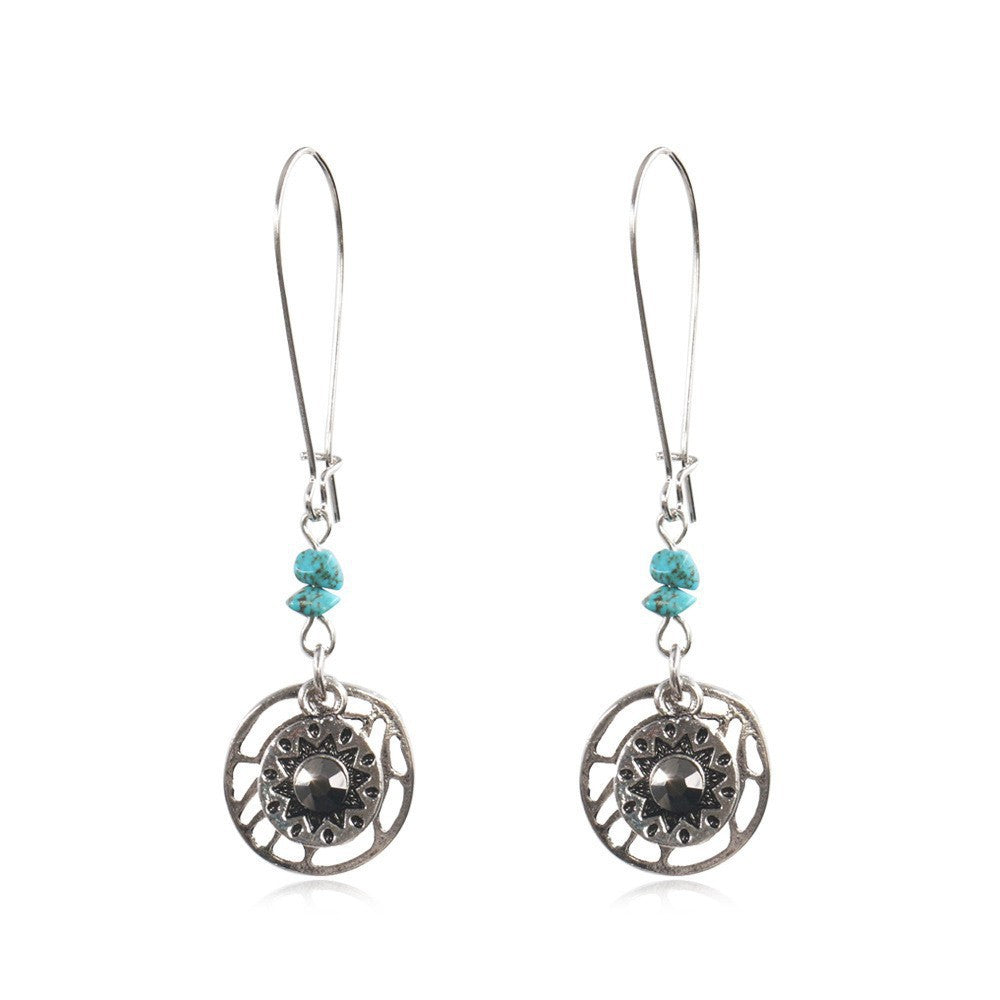 Vintage Floral Leaf Design Turquoise Alloy Earrings