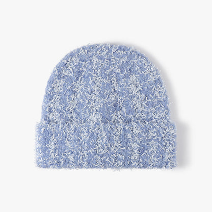 Soft Fuzzy Solid Color Thicken Knit Beanie