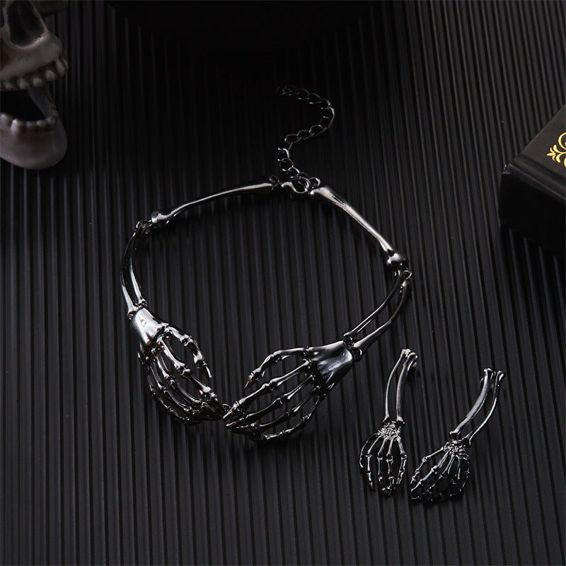Halloween Stylish Skeleton Skull Claw Necklace