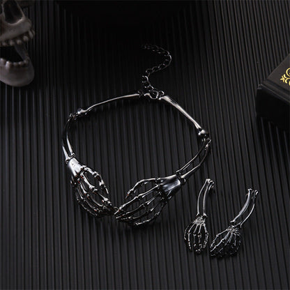 Halloween Stylish Skeleton Skull Claw Necklace