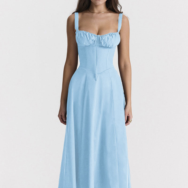 Floral Print Maxi Dress Gentle French Style Sleeveless Sundress