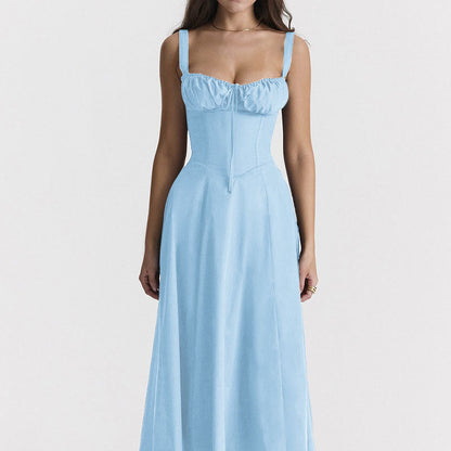 Floral Print Maxi Dress Gentle French Style Sleeveless Sundress