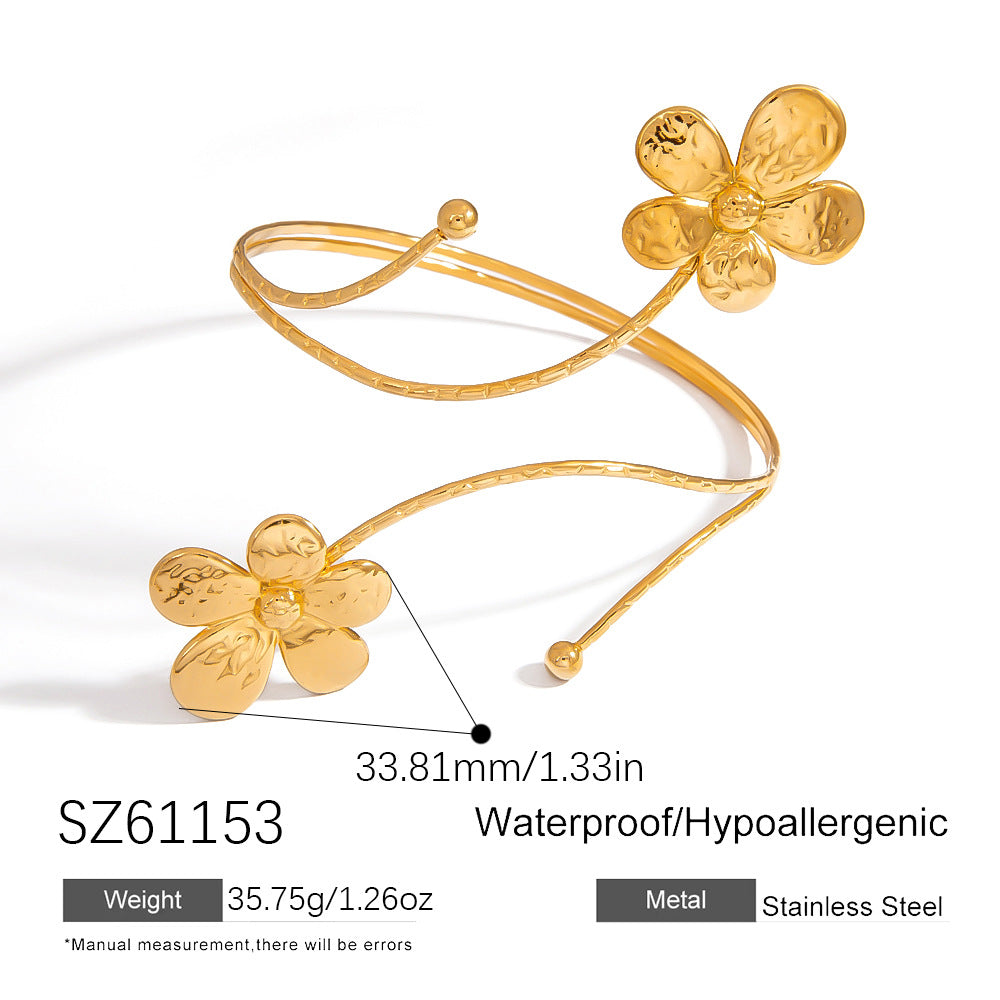 Stylish Stainless Steel Bangle Bracelet With 18K Gold Finish