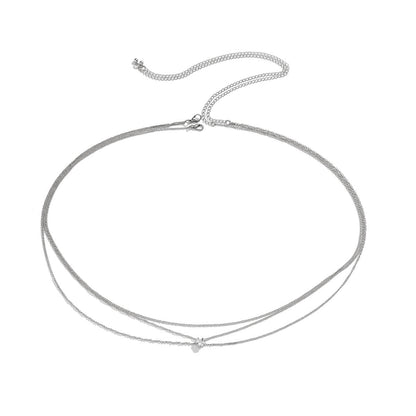 Simple Rhinestone Heart Waist Chain