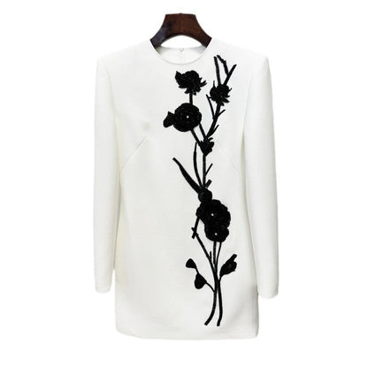 Floral Embellished Long Sleeve Dress