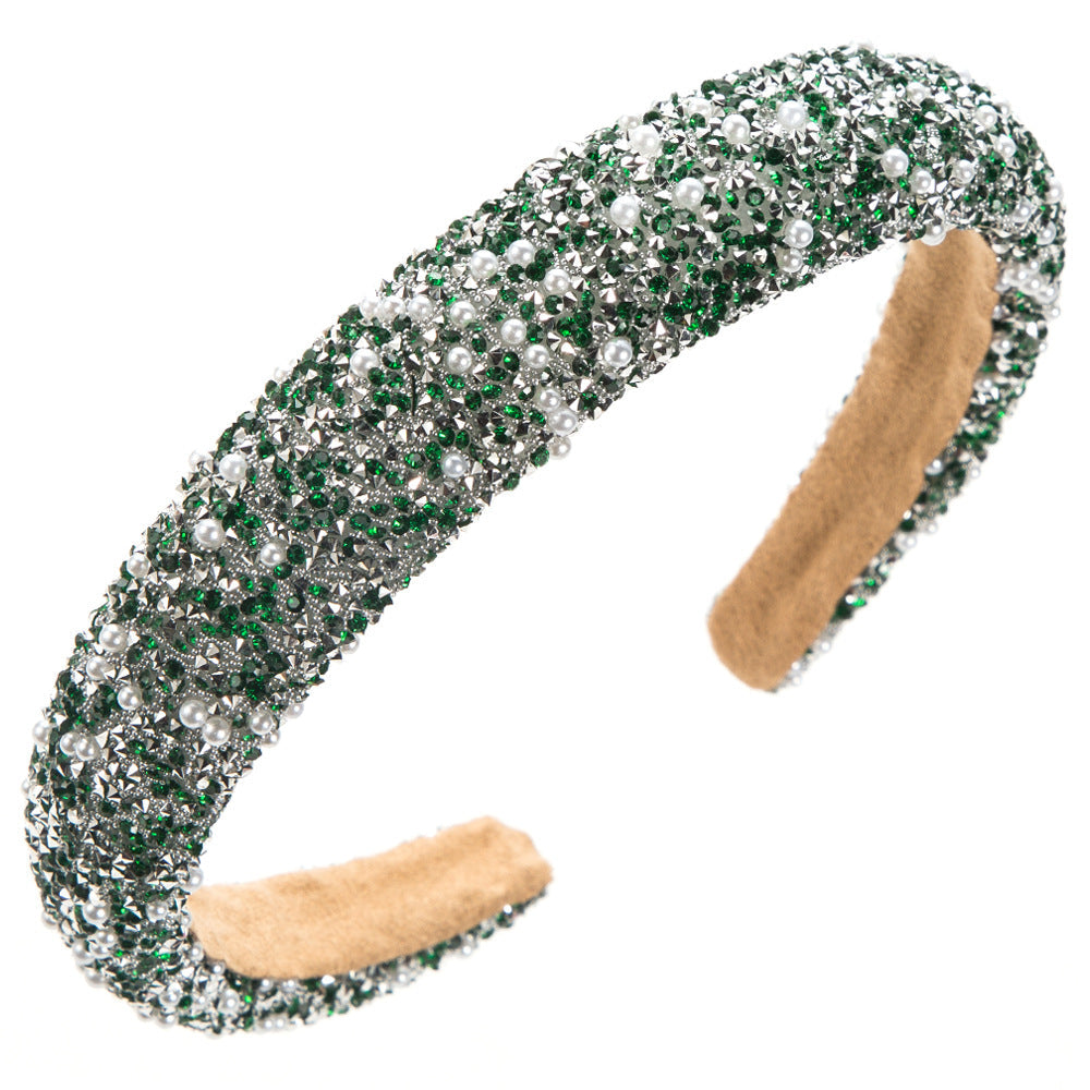 Colorful Pearl Rhinestone Headband Trendy Party Hair Accessory