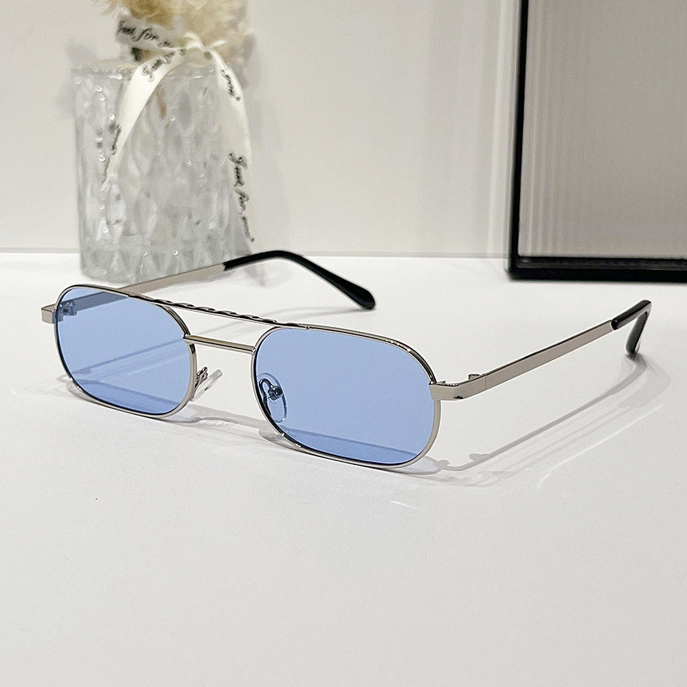Trendy Rectangle Narrow Frame Sunglasses for Men and Women
