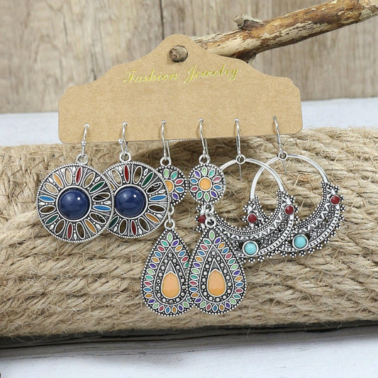 Boho Vintage Minimalist Hollow Drop Earrings Set