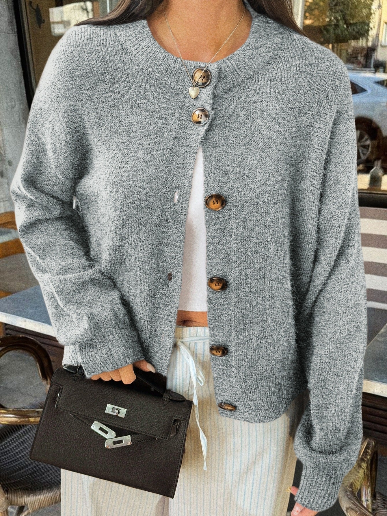 Minimalist Long Sleeve Button Down Knit Cardigan