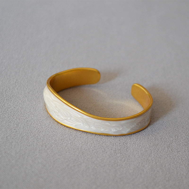 Vintage Irregular Enamel Open Bangle Bracelet