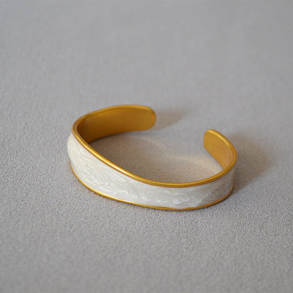 Vintage Irregular Enamel Open Bangle Bracelet