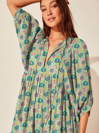 Vintage Floral Maxi Dress Relaxed Casual Style
