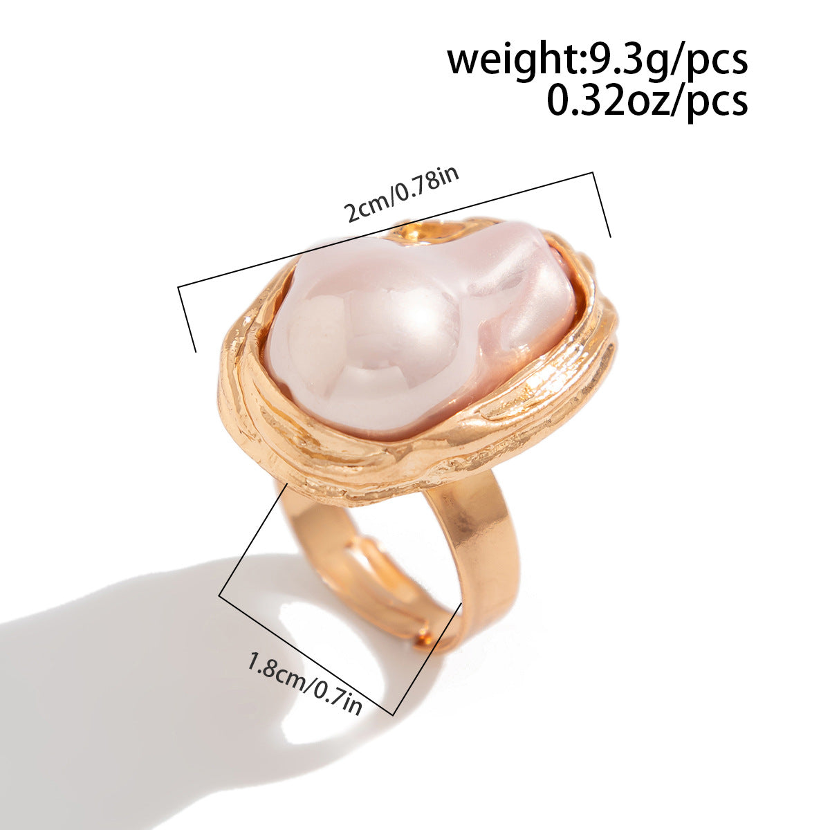Baroque-Inspired Irregular Pearl Open Ring Elegant Geometric Jewelry