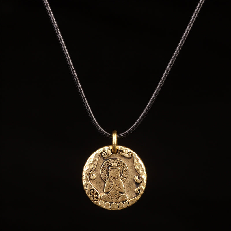 Original Nepal Tibet Retro National Style Brass Buddha'S 10-Phase Free Personality Necklace Pendant For Men And Women
