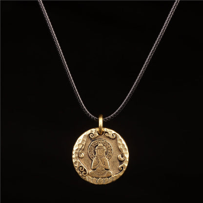 Original Nepal Tibet Retro National Style Brass Buddha'S 10-Phase Free Personality Necklace Pendant For Men And Women