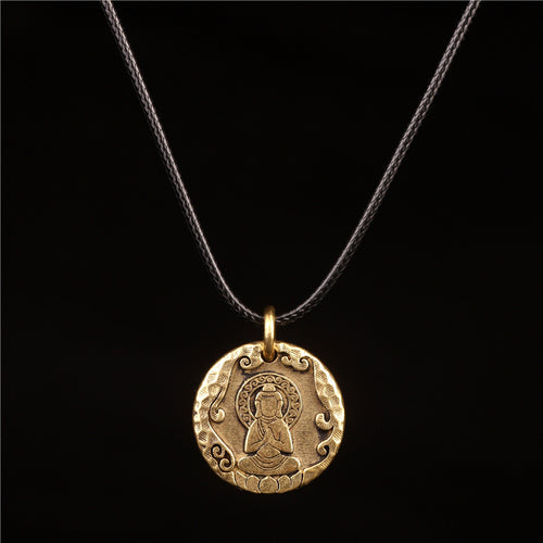 Original Nepal Tibet Retro National Style Brass Buddha'S 10-Phase Free Personality Necklace Pendant For Men And Women