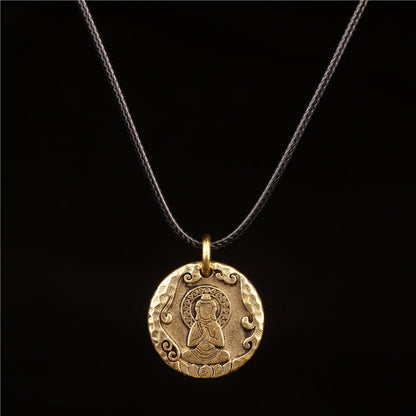 Original Nepal Tibet Retro National Style Brass Buddha'S 10-Phase Free Personality Necklace Pendant For Men And Women