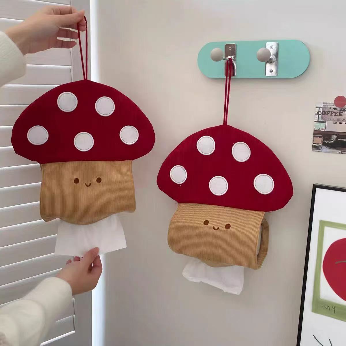 Cute Mushroom Tissue Holder Creative Wall-Mounted Storage Bag