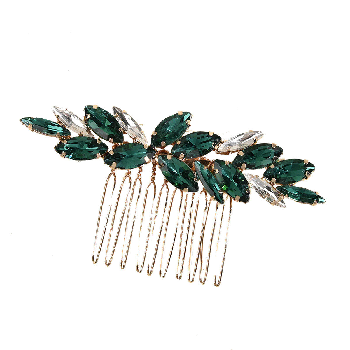 Bridal Head Accessories Green Glass Hair Comb Wedding Hairpiece