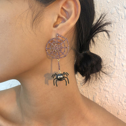 New Spider Earrings Halloween Exaggerated Diablo European And American Earrings Personality Funny Design Sense Earrings
