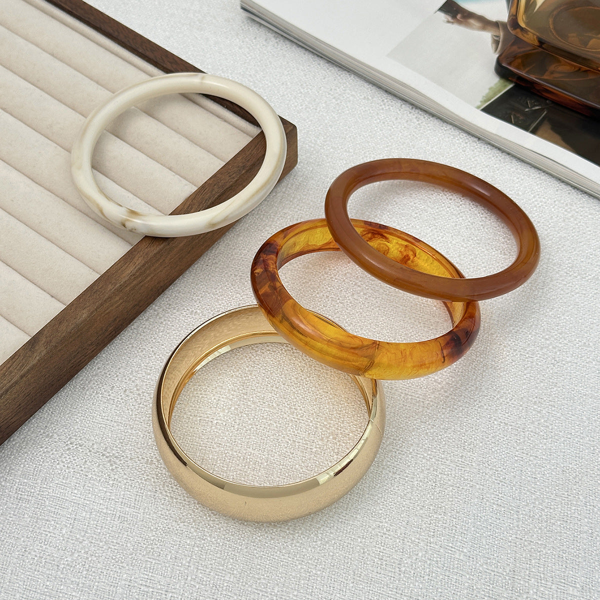 Trendy Vintage Ombre Resin Bangle Geometric Style Bracelet