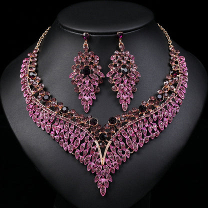 Vintage Floral Necklace and Earring Set Elegant Design for Parties