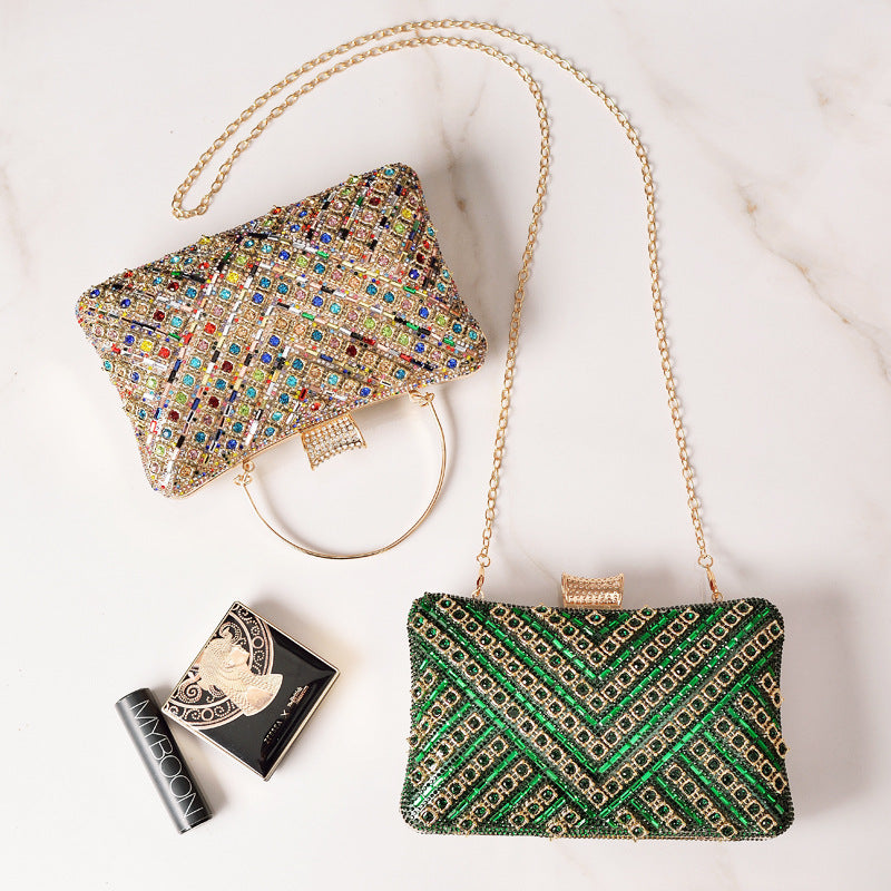 Colorful Rhinestone Evening Bag Fashionable Clutch for Parties