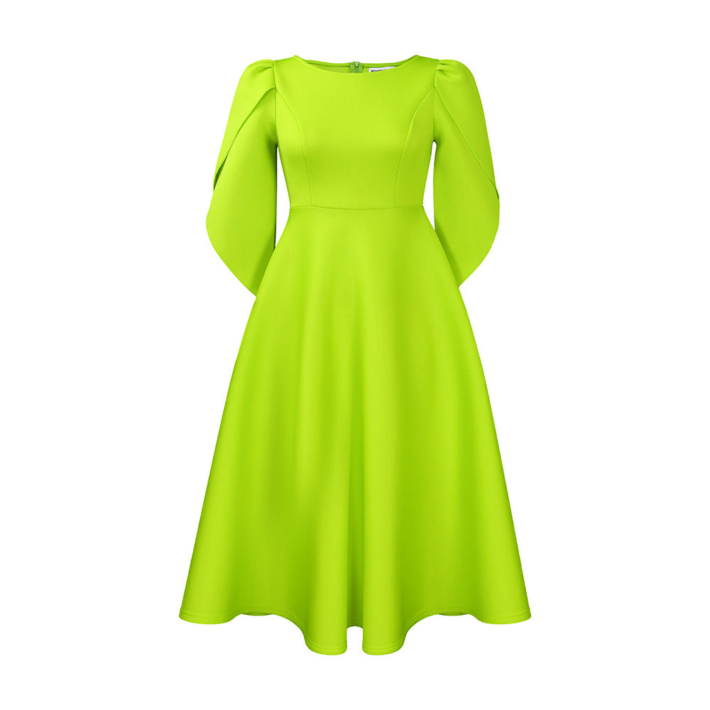 Elegant Party Dress With Flared Skirt Polyester Blend