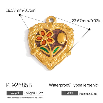 Heart Flower Pendant Accessories 18K Gold Plated Stainless Steel Jewelry