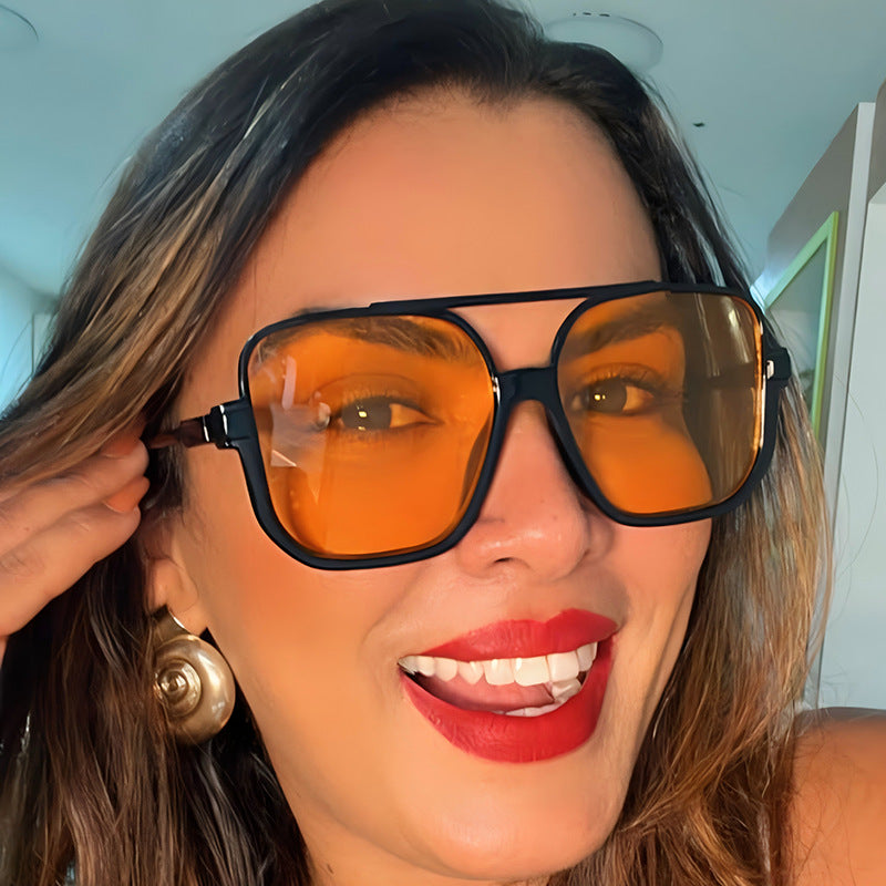 Y2K Trendy Half-Frame Sunglasses with UV Protection