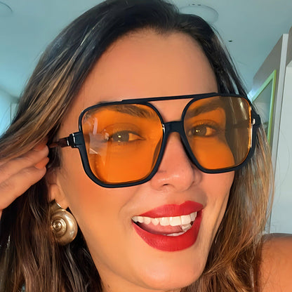 Y2K Trendy Half-Frame Sunglasses with UV Protection