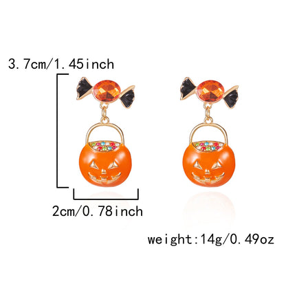 Halloween Pumpkin Ghost Tassel Dangle Earrings