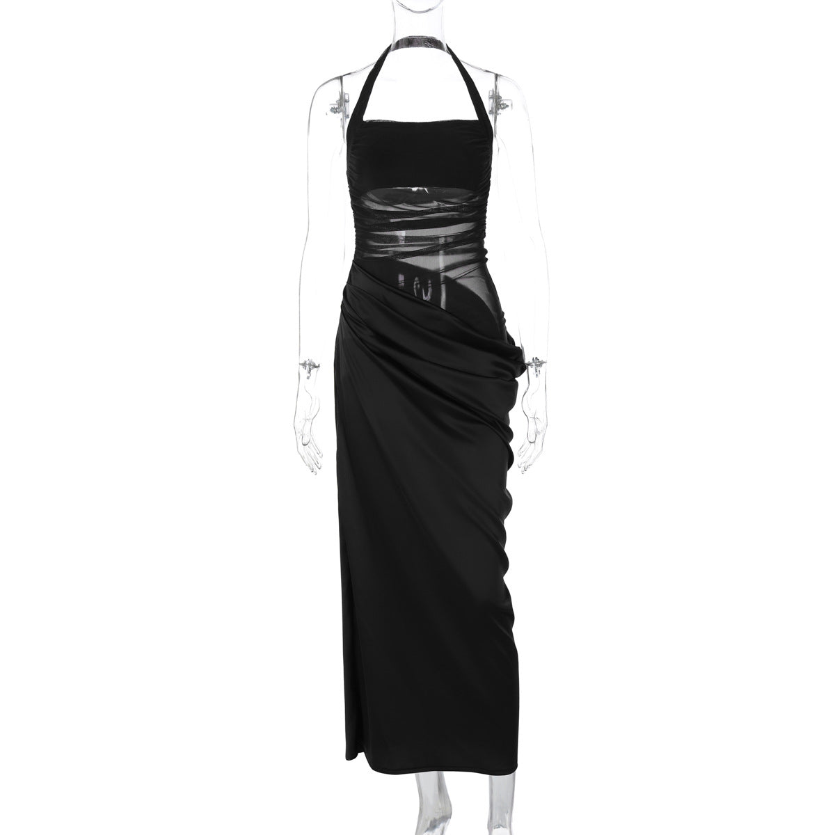 Sleeveless Sheer Maxi Dress with Back Cutout