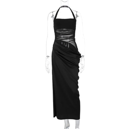 Sleeveless Sheer Maxi Dress with Back Cutout