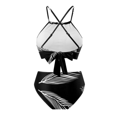 Feather Print Swimwear with Cover