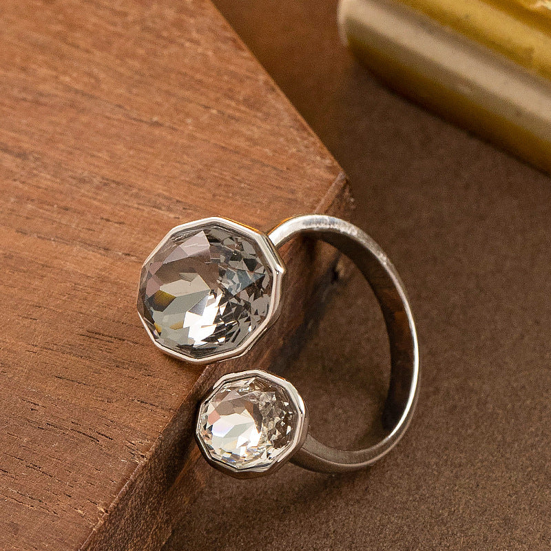 Geometric Zirconia Adjustable Open Ring Trendy Chic Jewelry