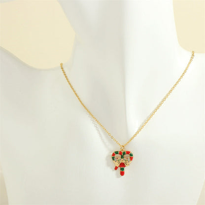 Simple Christmas Pendant Enamel Necklace