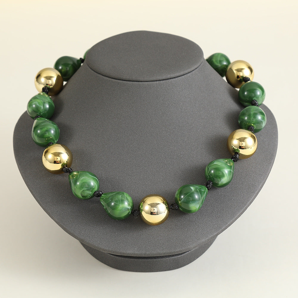 Bold Punk Color Block Necklace - Handmade Acrylic Bead Statement Jewelry
