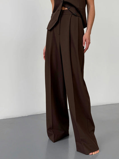 Wide Leg Trousers Elegant Casual Polyester Pants